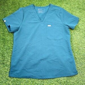 Figs Catarina One-Pocket Scrub Top Caribbean Blue Womens Size Large